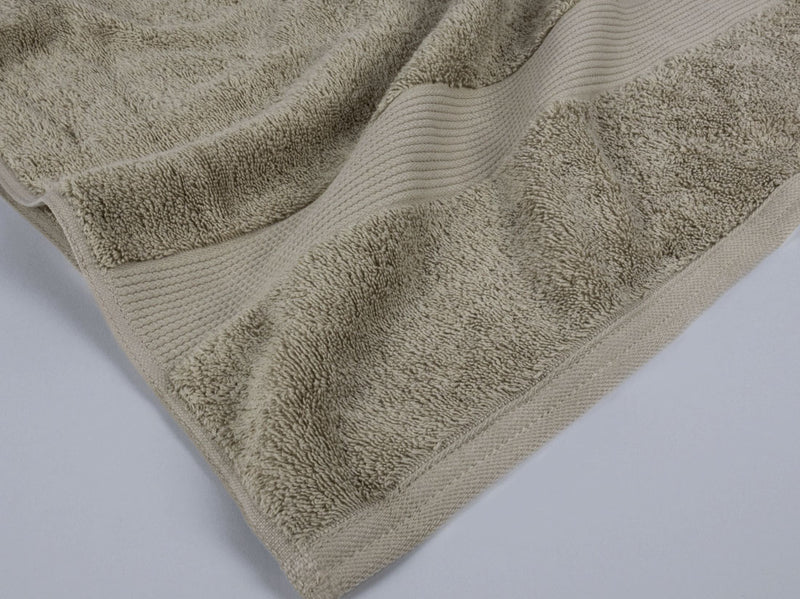 Organic cotton hand towel set dobby border in taupe