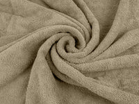 Organic cotton luxury bath towel bundle close up in taupe