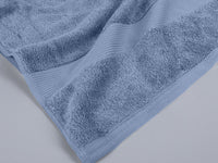 Organic cotton luxury towel dobby border in blue