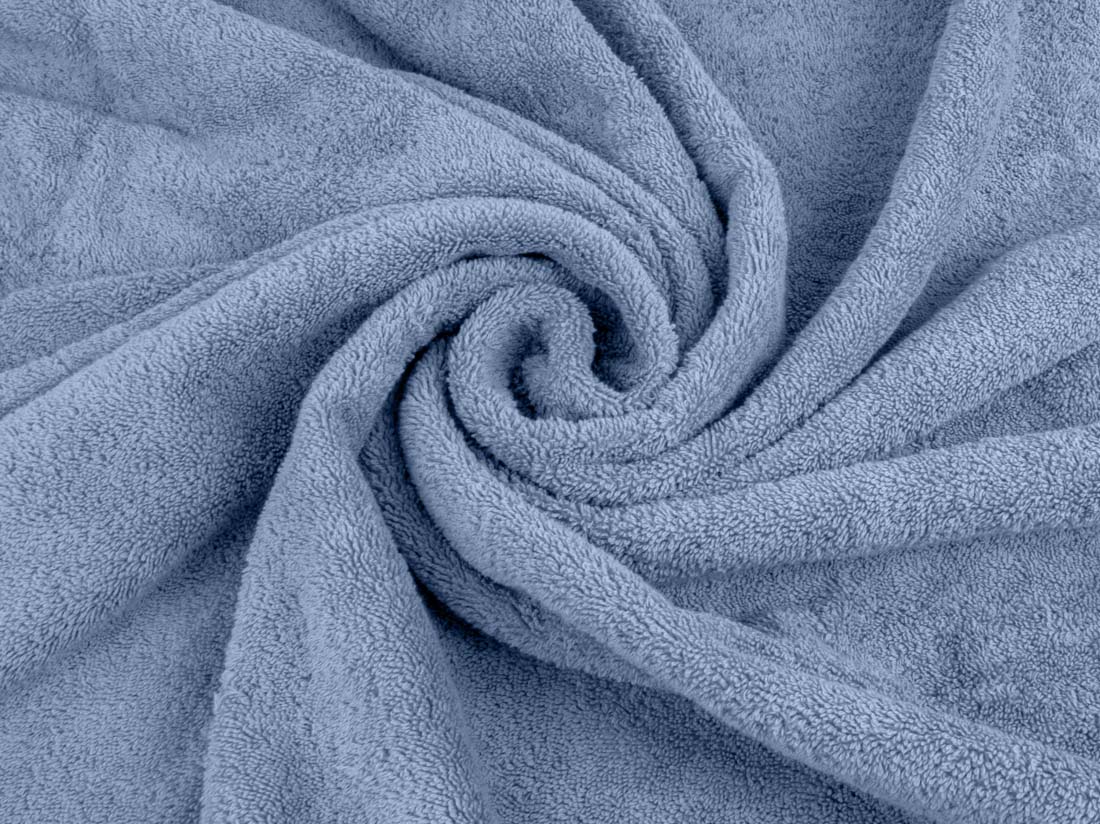Organic cotton bath sheet close up in blue