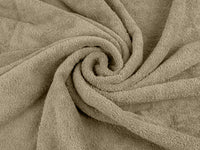 Organic cotton bath sheet set close up in taupe