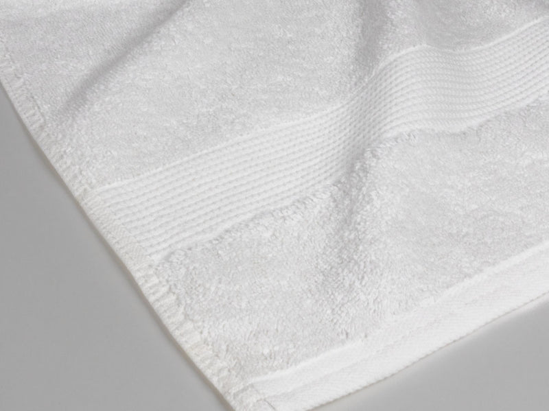 Organic cotton luxury bath sheet set dobby border in white