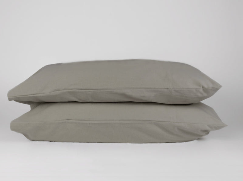 Organic cotton flannel pillowcases pair taupe