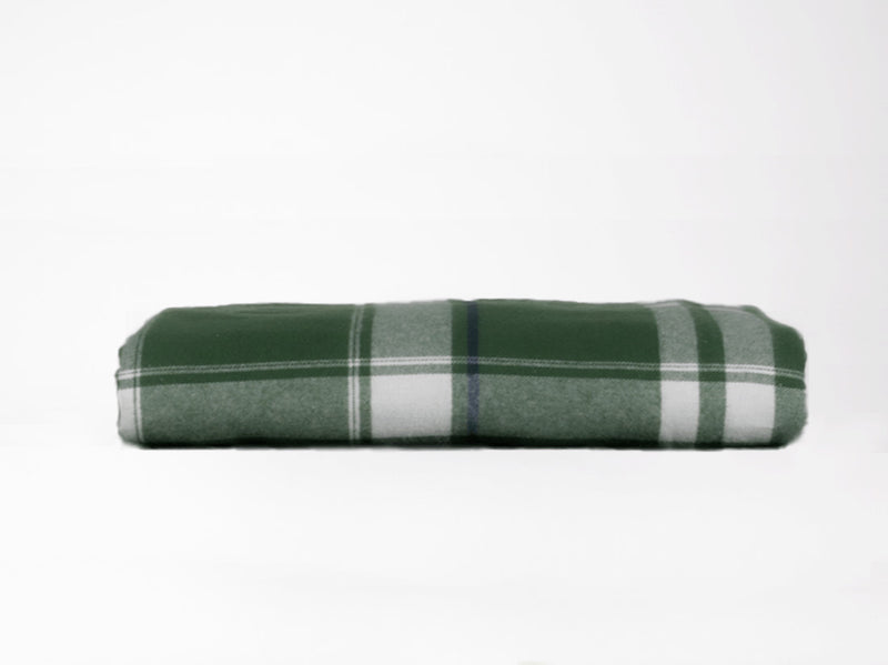 Organic cotton flannel flat sheet jungle green gingham