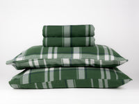 Organic cotton flannel sheet set jungle green gingham