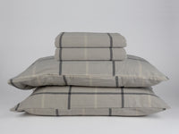 Organic cotton flannel sheet set taupe gingham