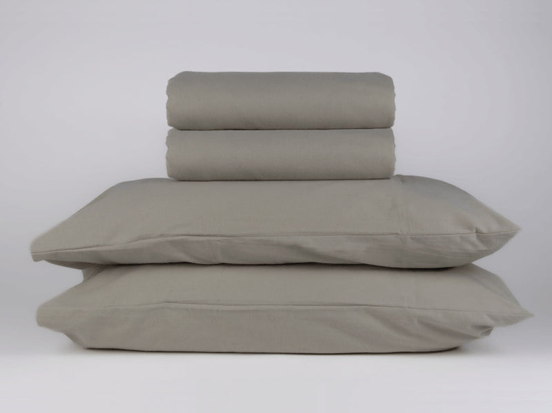 Organic cotton flannel sheet set taupe plain