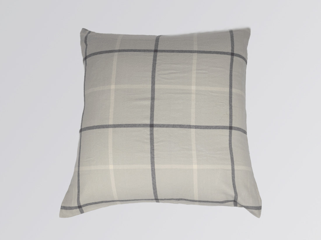 Organic cotton european pillowcase pair in taupe pattern gingham