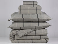 Organic cotton flannel signature bedding bundle in taupe pattern gingham