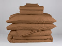 Organic cotton percale all in bedding bundle in caramel