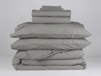 Organic cotton percale all in bedding bundle in pewter