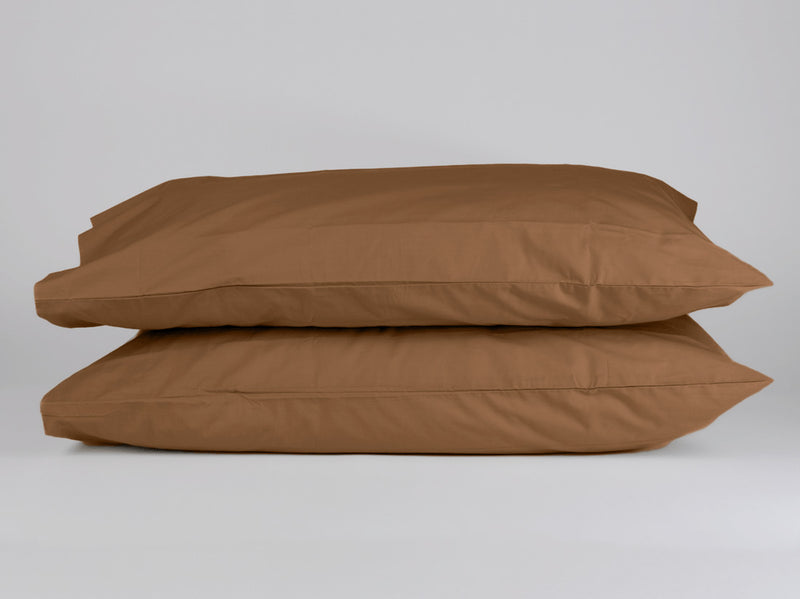 Organic cotton percale pillowcases pair caramel