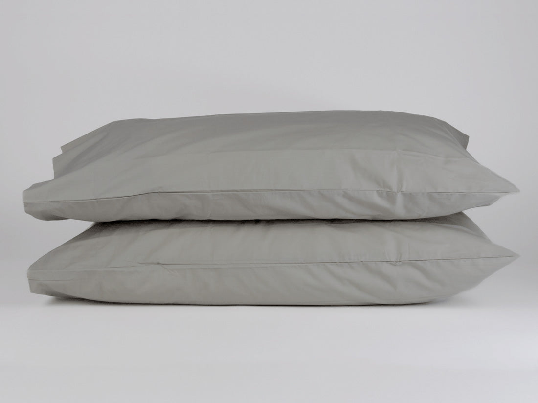 Organic cotton percale pillowcases pair pewter