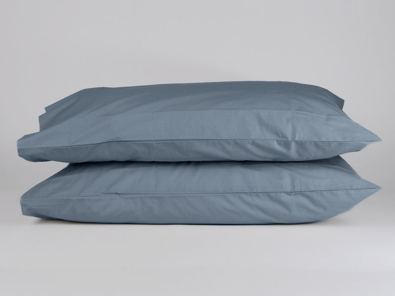 Organic cotton percale pillowcases pair powder blue