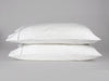 Organic cotton percale pillowcases pair white with grey embroidery