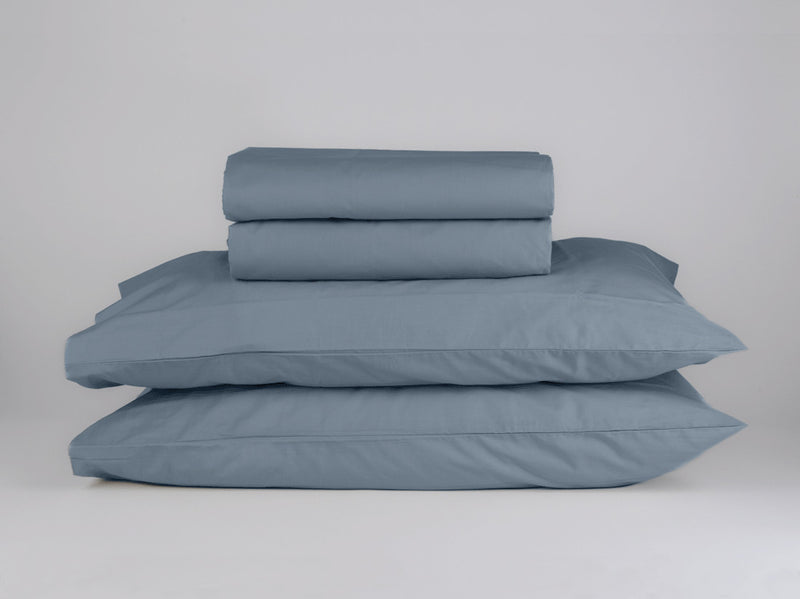 Organic cotton percale sheet set powder blue