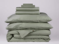 Organic cotton sateen all in bedding bundle sage green