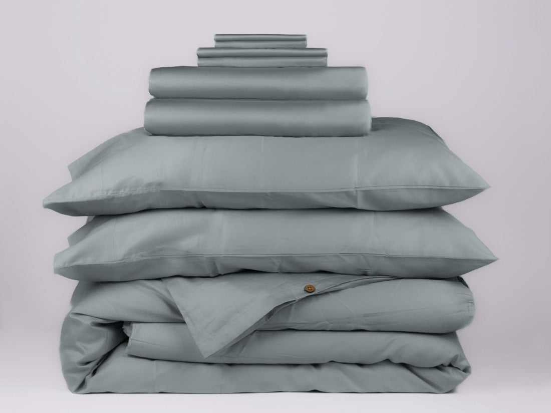 Organic cotton sateen all in bedding bundle shore