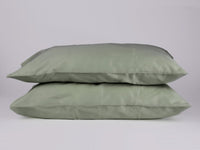 Organic cotton sateen pillowcases pair sage green satin