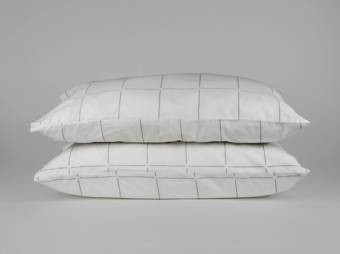 Organic cotton sateen pillowcases pair windowpane satin
