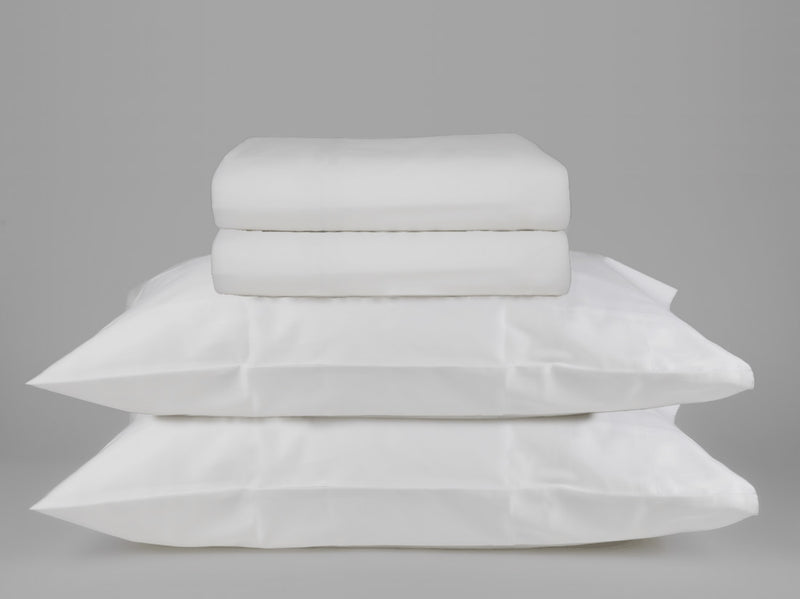 Organic cotton sateen sheet set white satin